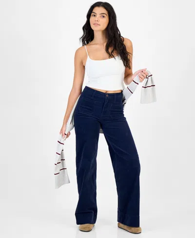 Celebrity Pink Juniors' High-rise Wide-leg Corduroy Jeans In Blue