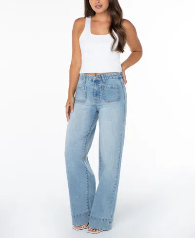 Celebrity Pink Juniors' High-rise Wide-leg Patch-pocket Jeans In Blue
