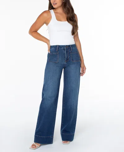 Celebrity Pink Juniors' High-rise Wide-leg Patch-pocket Jeans In Blue