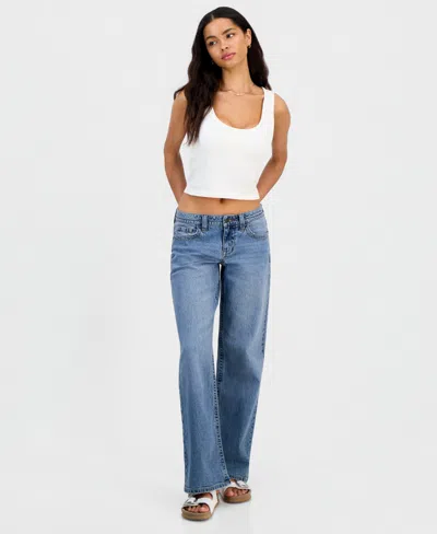 Celebrity Pink Juniors' Low-rise Baggy Straight Jeans In Blue