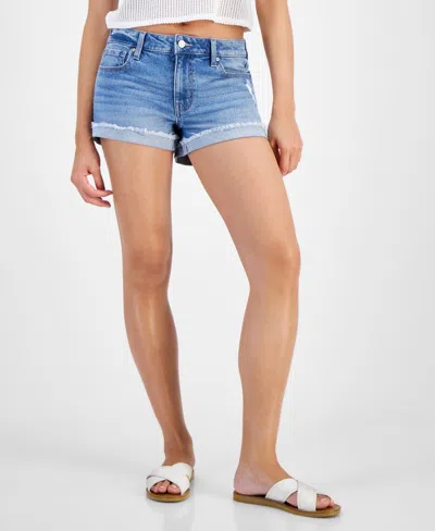 Celebrity Pink Juniors' Mid-rise Fringe-cuff Shorts In Temecula