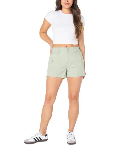 Celebrity Pink Juniors' Mid-rise Smocked-waist Cargo Shorts In Sage
