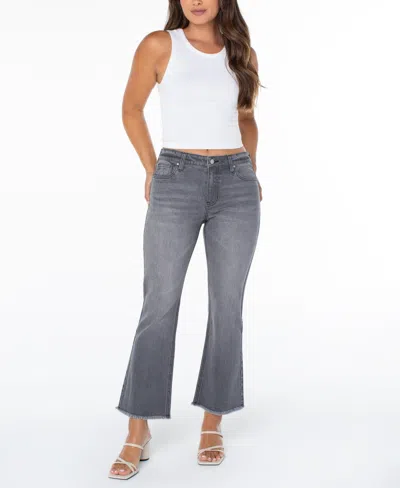 Celebrity Pink Juniors' Mid-rise Cropped Kick-flare Jeans In Gray
