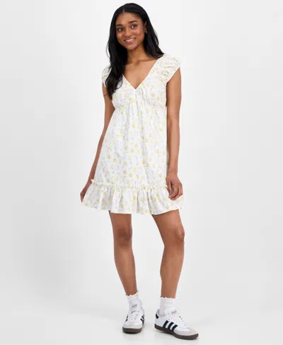Celebrity Pink Juniors' Printed Babydoll Mini Dress