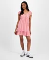 Celebrity Pink Juniors' Printed Babydoll Mini Dress