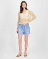 Celebrity Pink Juniors' Pull-on Utility Chambray Shorts In Blue