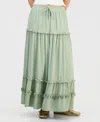 Celebrity Pink Juniors' Ruffle-tier Maxi Skirt In Green