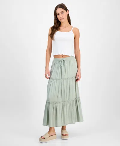 Celebrity Pink Juniors' Ruffle-tiered Maxi Skirt In Desert Sage