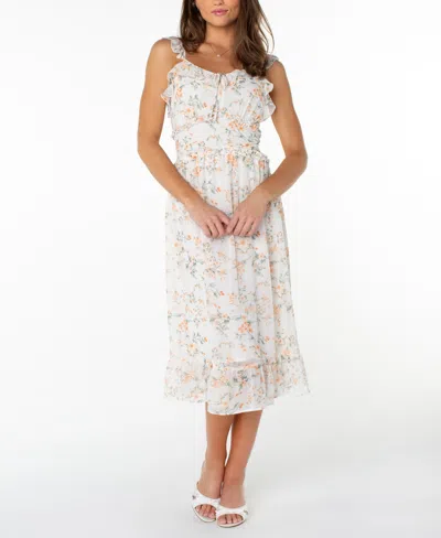 Celebrity Pink Juniors' Ruffle-trim Sleeveless Midi Dress In White