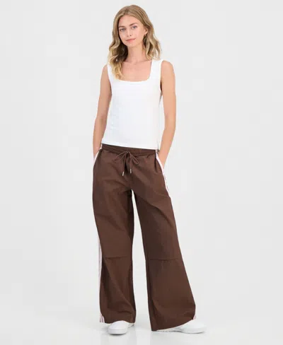 Celebrity Pink Juniors' Side Stripe Track Pants In Brown