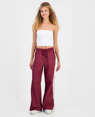 Celebrity Pink Juniors' Side Stripe Track Pants In Burgundy