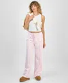 Celebrity Pink Juniors' Side-striped Track Pants In Pink