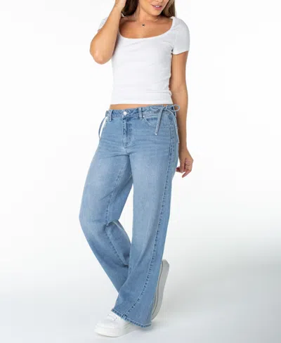 Celebrity Pink Juniors' Side Tie Wide-leg Jeans In Blue