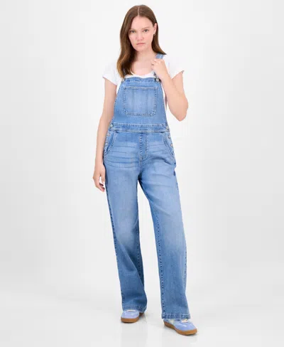 Celebrity Pink Juniors' Straight-leg Denim Overalls In Blue