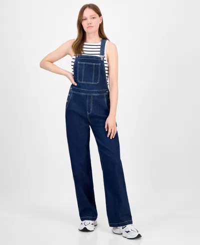 Celebrity Pink Juniors' Straight-leg Denim Overalls In Blue