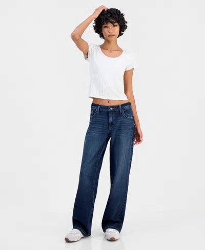 Celebrity Pink Juniors' Straight V Pitch Mid-rise Cotton-blend Jeans In Zelda