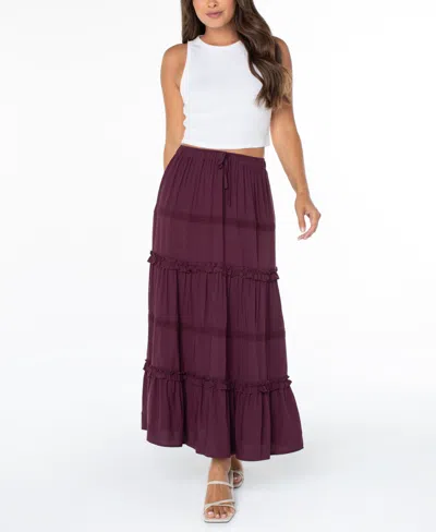 Celebrity Pink Juniors' Tiered Pull-on Maxi Skirt In Purple