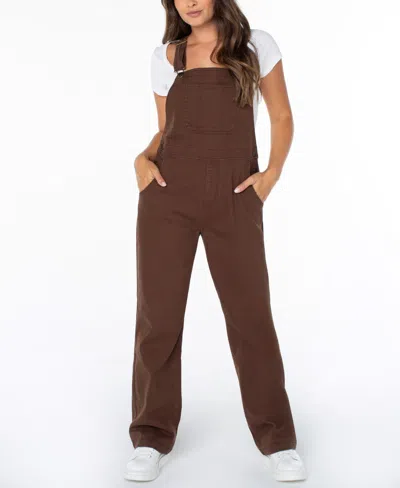 Celebrity Pink Juniors' Twill Overalls In Chicory Coffee