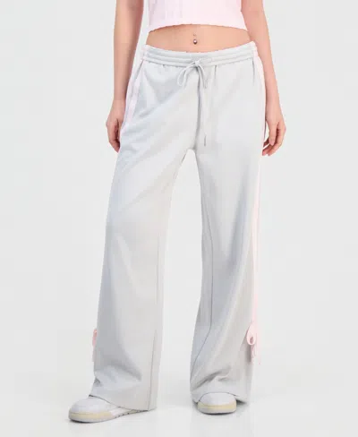 Celebrity Pink Juniors' Wide-leg Bow-detail Track Pants In White