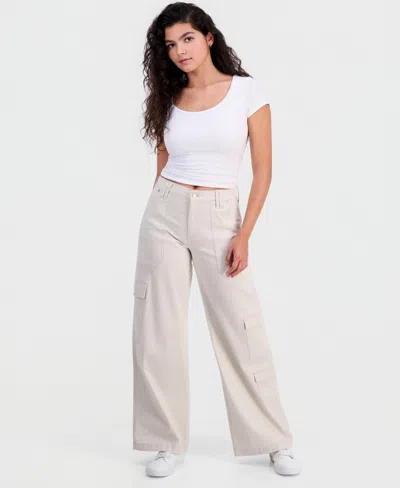 Celebrity Pink Juniors' Wide-leg Cargo Pants In Brown