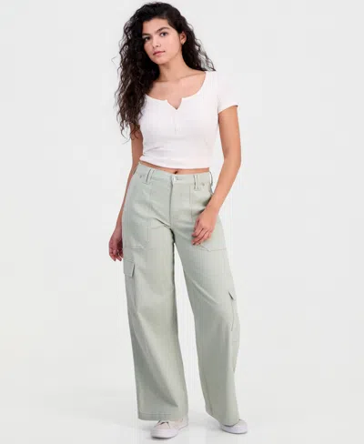 Celebrity Pink Juniors' Wide-leg Cargo Pants In Green