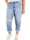Celebrity Pink Plus The Bestie Womens Mid Rise Distressed Ankle Jeans In Multi