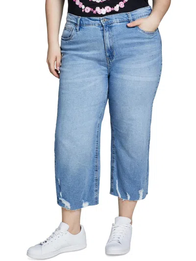 Celebrity Pink Trendy Plus Size Cropped Wide-leg Jeans In Staffora