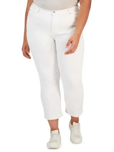 Celebrity Pink Plus The Retro Womens Denim Mid-rise Straight Leg Jeans In White