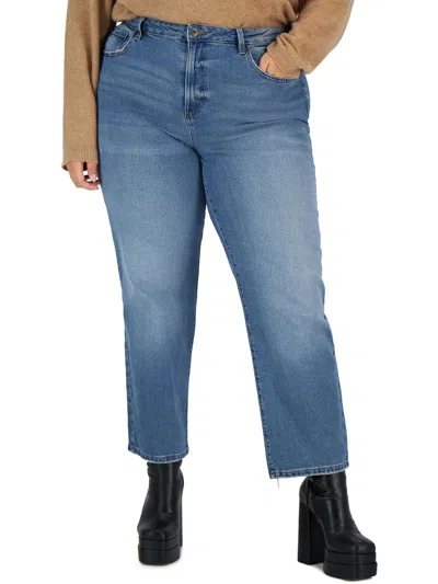 Celebrity Pink Plus The Retro Womens Hi-rise Relaxed Straight Leg Jeans In Multi