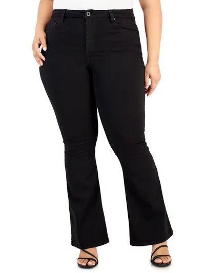 Celebrity Pink Plus Womens High Rise Knit Flare Jeans In Multi
