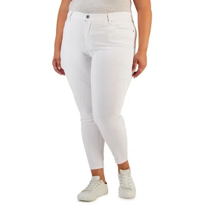 Celebrity Pink Plus Womens High Rise Stretch Skinny Jeans In White