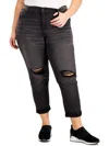 Celebrity Pink Plus Womens Mid Rise Destroyed Cropped Jeans In Multi