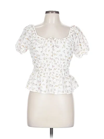 Pre-owned Celebrity Pink Short Sleeve Blouse In White