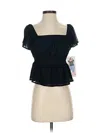 Celebrity Pink Short Sleeve Top Black Sweetheart Neckline Tops In Black
