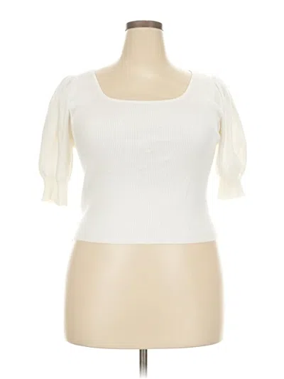 Pre-owned Celebrity Pink Short Sleeve Top Ivory Sweetheart Neckline Tops
