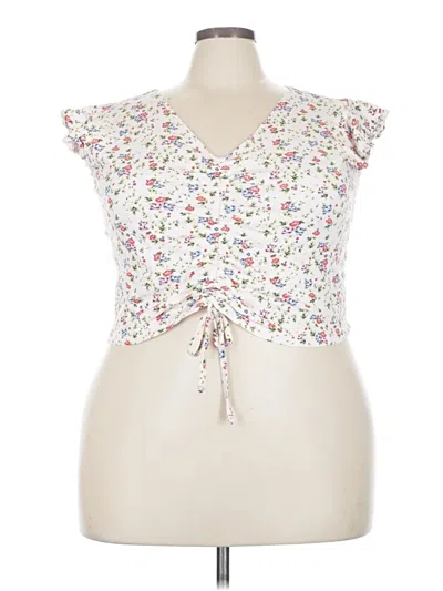 Pre-owned Celebrity Pink Short Sleeve Top Ivory Sweetheart Neckline Tops In White