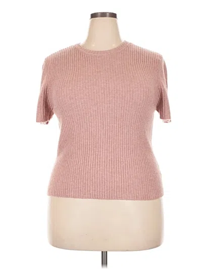 Pre-owned Celebrity Pink Short Sleeve Top Pink Mock Neckline Tops