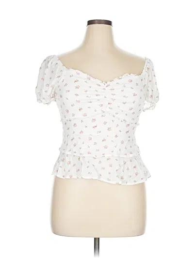 Pre-owned Celebrity Pink Short Sleeve Top White Sweetheart Neckline Tops