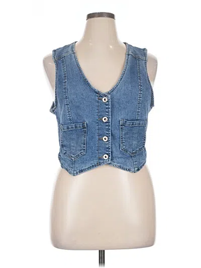Pre-owned Celebrity Pink Sleeveless Button Down Shirt In Blue