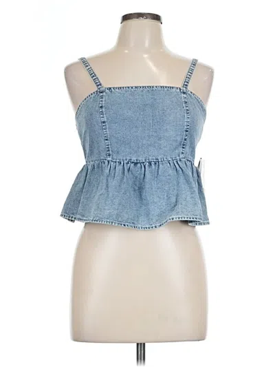 Pre-owned Celebrity Pink Tank Top Blue Halter Neckline Tops