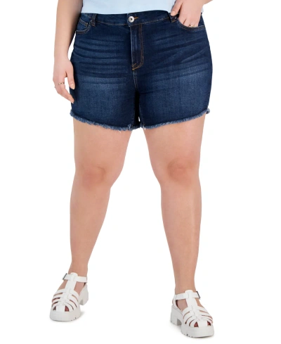 Celebrity Pink Trendy Plus Size Frayed Bermuda Denim Shorts In Sammogia