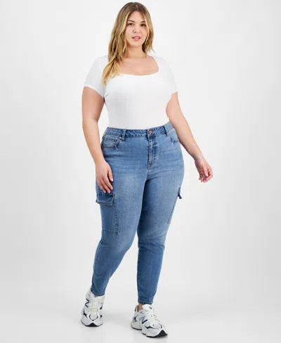 Celebrity Pink Trendy Plus Size High-rise Skinny Cargo Jeans In Sweetface