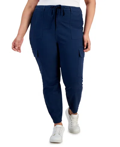 Celebrity Pink Trendy Plus Size Skinny-leg Drawstring Cargo Pants In Moonlight