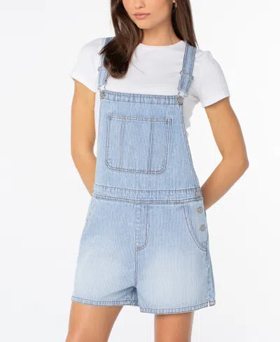 Celebrity Pink Women's Denim Button-front Shortalls In Blue
