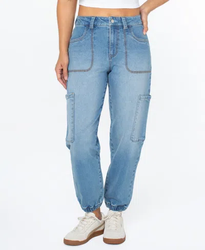 Celebrity Pink Women's High-rise Cargo Jogger Pants In Light Wash
