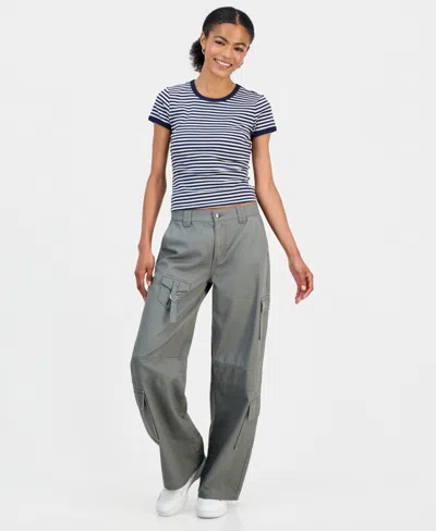 Celebrity Pink Women's High-rise Wide-leg Cargo Pants In Dusty Olive