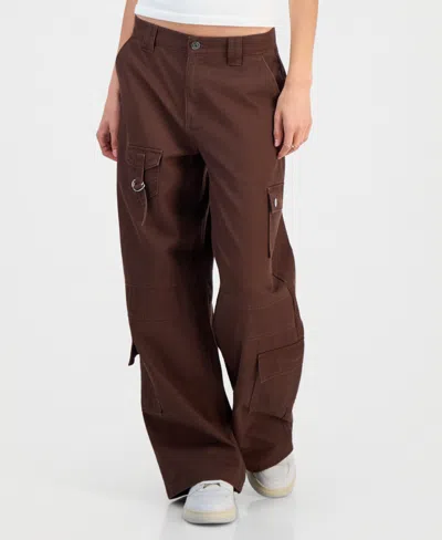 Celebrity Pink Women's High-rise Wide-leg Cargo Pants In Shaved Chocolate