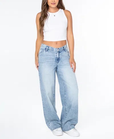 Celebrity Pink Women's Mid-rise Wide-leg Slouchy Jeans In Blue