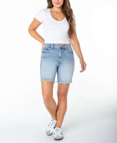 Celebrity Pink Women's Mr. Basic Bermuda Mid-rise Shorts In Blue