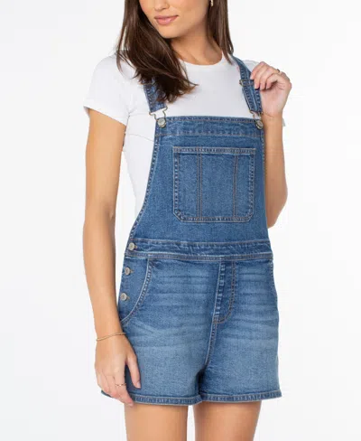 Celebrity Pink Women's Square Neck Denim Shortalls In Blue